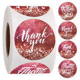 Muka 500 PCS Red Laser Thank You Sticker Roll 1 Inch for Baking Packaging, Wedding Gift Envelope Seals