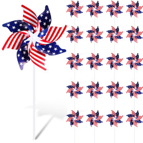 Muka 100 PCS Patriotic Pinwheels American Flag Pinwheels 4th of July Party Decorations 16" Height, 8 Inch Dia