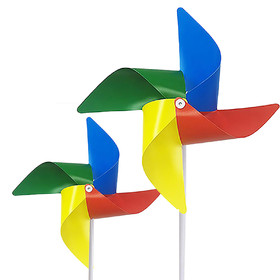 Muka 200 PCS 4 Leaves Pinwheels With Plastic Stick, 9" Diameter, 11 3/4" Height