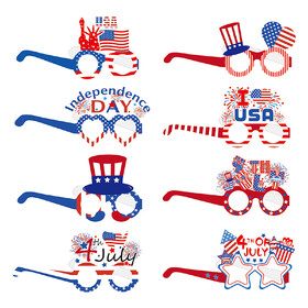 Muka 8 PCS Patriotic Paper Glasses American Flag Glasses 4th of July Party Decorations
