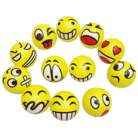 Set of 12 Assorted Emoji Face Squeeze Balls - 2.5" Dia