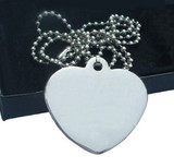 Custom Stainless Heart Shaped Dog Tag with Ball Chain, Laser Engraved
