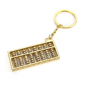 Custom Gold Tone Mini Abacus Pendant Keychain, Laser Engraved