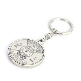 Custom 50 years Perpetual Calendar Compass Key Chain, Laser Engraved