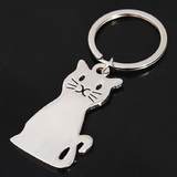 Custom Metal Cat Shaped Key Chain, Laser Engraved
