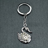 Custom Novetly Rhinestone Swan Shaped Key Chain, Laser Engraved