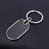 Blank Oval Keychain in Polished Chrome Finish, 2.25