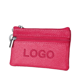 Custom RFID Blocking Zipper Pouch Coin Purse Wallet with Key Ring, 4-1/2" L x 3" W, Debossed