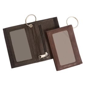 Custom PU leather Double Id Holder with Key Chain, 4-3/8" L x 3" W, Screen Printed