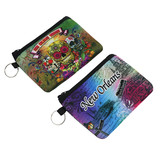 Custom Full Color Neoprene Zipper Pouch Coin Purse Wallet with Key Ring, 5.1