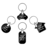 Muka Personalized House Car Oval Round Shape Key Chain, Laser Engraved Metal Key Ring
