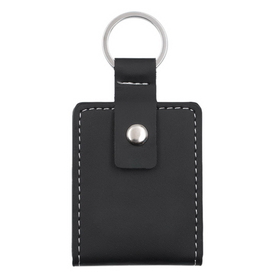 Blank Leather Keychain with Mini Photo Holder, Key Fob Wallet, 2.95" L x 2.35" W