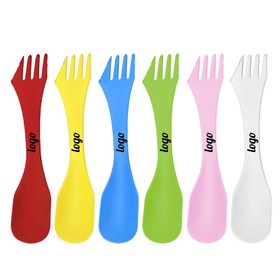 Custom 3 In 1 Multi-Functional Plastic Spork Knife Fork Spoon, 6.7" L x 1.4" W, Screen Printed