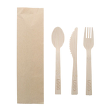 Custom Disposable Bamboo Utensil Cutlery Set, Bamboo Fork Knife and Spoon with Kraft Paper Bag, 6.9