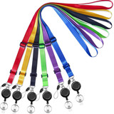 6 PCS Adjustable Lanyard with Retractable Badge Reel Extensible Length for Id Badges Holders, 13