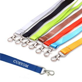 Custom Polyester Lanyard Sewing Neck Strap with Swivel Lobster Claw Badges Holders Exhibition Name Tag Holder, One Color Printing, 0.6"W x 15"L