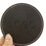 Custom Genuine Cowhide Leather Coasters, 3.75" Diameter