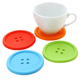 Silicone Coaster Colorful Buttons Drinking Cup Mat, Non-Spills Drink Placemat