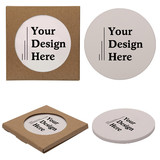 Custom Round Absorbent Stone Coaster with Cork Backing, 4 3/8