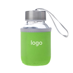 Custom Glass Water Bottle with Protective Bag, 5 oz , Silkscreen