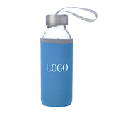 Custom Glass Water Bottle with Protective Bag, 10 oz , Silkscreen