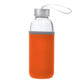 Blank Glass Water Bottle with Protective Bag, 14 oz