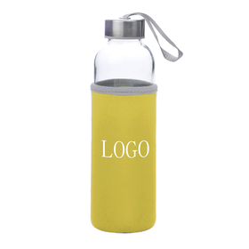 Aspire Custom Glass Water Bottle with Protective Bag, 17 oz , Silkscreen