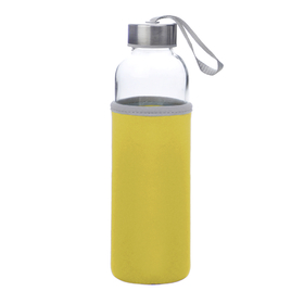 Blank Glass Water Bottle with Protective Bag, 17 oz