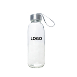 Aspire Custom Glass Water Bottle, 14 oz, Stainless Steel Caps with Carrying Loop