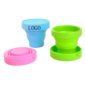 Custom 5.8oz Collapsible Folding Silicone Travel Camping Cup, 3.15"D x 2.85"H, Silk Printing