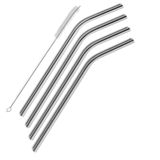 Blank Stainless Steel Drinking Straws & Cleaning Brush, Set of 4