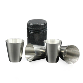 Aspire Blank Set of 4 Stainless Steel Mini Alcohol Cup for Whiskey Drink, Travel Accessories - 1 oz