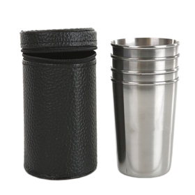 Blank 4-Piece Stainless Steel Shot Glass Set for Camping/Hiking/Outdoors - 5 oz