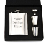 Muka Personalized 7 oz Hip Flask Gift Set, Customized Stainless Steel Flask with Funnel and 2 Shot Glasses, Laser Engraved