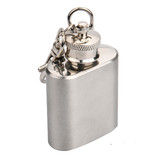 Blank 1 oz Stainless Steel Key Chain Hip Flask, Mini Design, 1.65