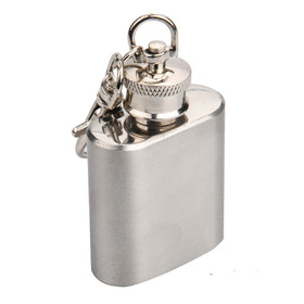 Aspire Blank 1 oz Stainless Steel Key Chain Hip Flask, Mini Design, 1.65" W x 1.73" H