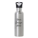Muka Custom 25oz. Premium Single Walled Stainless Steel Sports Water Bottle with Straw Lid, Laser Engraved