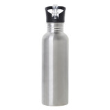 Muka 25oz. 750ml Premium Wide Mouth Single Walled Stainless Steel Sports Water Bottle with Straw Lid