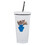 Muka Custom 17 oz. Double Wall Stainless Steel Tumbler with Metal Straw, Color Imprinted, 7.3" H x 2.56" D