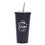 Custom 17 oz. Double Wall Stainless Steel Tumbler with Metal Straw, Silk-printing or Laser Engrave, 7.3" H x 2.56" D