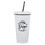 Muka Custom 17 oz. Double Wall Stainless Steel Tumbler with Metal Straw, Silk-printing or Laser Engrave, 7.3" H x 2.56" D