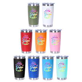 Muka Custom 20 Oz. Stainless Steel Tumbler, Double Wall Powder Coated Travel Mug, Full Color Printed