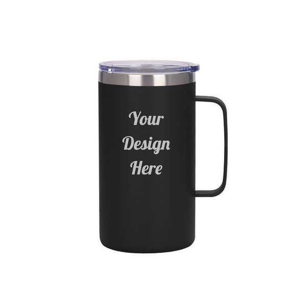 Custom Stainless Steel Travel Mug With Handle and Lid / Double Wall  Insulated 