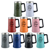Custom 24 Oz. Stainless Steel Beer Mug, Double Wall Vacuum Insulated Tumbler with Handle