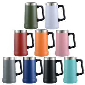 Aspire 24 Ounce Stainless Steel Beer Mug, Insulated Mugs with Handle