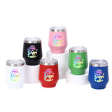 Muka Custom 12 Oz. Stainless Steel Wine Tumbler, Full Color Printed Diamond Shaped Insulated Coffee Mug