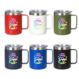 Muka Custom 12oz Stainless Steel Insulated Coffee Mug with Handle, Color Printed Travel Tumbler