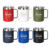 Muka Laser Engraved 12 Ounce Coffee Mug With Handle and Sliding Lid, Stainless Steel Cup for Camping