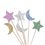 Colorful Stars And Moon Cupcake Topper Toothpicks, Cocktail Picks, Party Supplies, 18PCS/Pack, Price/pack