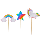 Colorful Star Rainbow Unicorn Cupcake Topper Toothpicks, Cocktail Picks, Party Supplies, 24Pcs/Pack